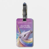 マジカルレインボーグリッターホワイトユニコーンスパークルズ ラゲッジタグ (裏面縦)