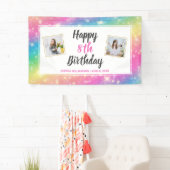 マジカルレインボースパークル誕生日カスタム写真 横断幕 (インサイチュ)