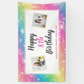 マジカルレインボースパークル誕生日カスタム写真 横断幕 (縦)