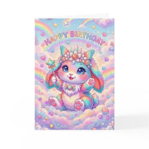 マジカルレインボーバニーの誕生日お祝い子供向け