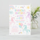 マジカルレインボーパステルユニコーンバースデーパーティー 招待状 (スタンド正面)