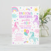 マジカルレインボーパステルユニコーンバースデーパーティー 招待状 (スタンド正面)