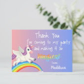 マジカルレインボーピンクパステルキュートユニコーン誕生日 サンキューカード (スタンド正面)