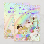 マジカルレインボープリンセスキャッスルキャリッジユニコーン 招待状 (正面/裏面)