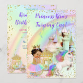 マジカルレインボープリンセスキャッスルキャリッジユニコーン 招待状 (正面/裏面)