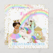 マジカルレインボープリンセスキャッスルキャリッジユニコーン 招待状 (正面/裏面)