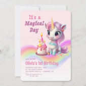 マジカルレインボーユニコーンの誕生日 招待状 (正面)