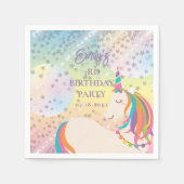 マジカルレインボーユニコーンガールバースデーパーティー スタンダードカクテルナプキン (正面)