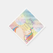 マジカルレインボーユニコーンガールバースデーパーティー スタンダードカクテルナプキン (角)