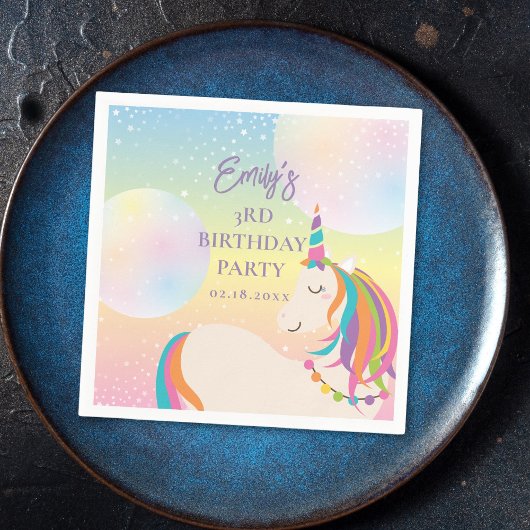マジカルレインボーユニコーンガールバースデーパーティー スタンダードカクテルナプキン