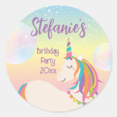 マジカルレインボーユニコーンガールバースデーパーティー ラウンドシール (正面)