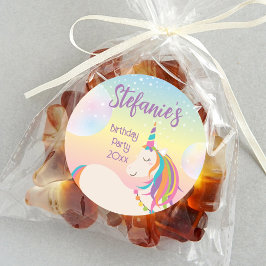 マジカルレインボーユニコーンガールバースデーパーティー ラウンドシール