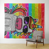 マジカルレインボーユニコーングリッターお洒落誕生日 タペストリー (インサイチュ(横))