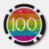 マジカルレインボーユニコーングリッターお洒落誕生日 ポーカーチップ (裏面)