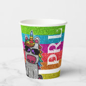 マジカルレインボーユニコーングリッターお洒落誕生日 紙コップ (裏面)