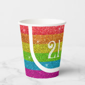 マジカルレインボーユニコーングリッターお洒落誕生日 紙コップ (正面)