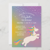 マジカルレインボーユニコーンスターズ子供の誕生日パーティー 招待状 (正面)