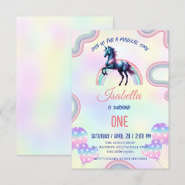 マジカルレインボーユニコーンハッピーバースデーパーティー サンキューカード