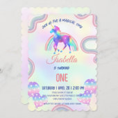 マジカルレインボーユニコーンハッピーバースデーパーティー 招待状 (正面/裏面)