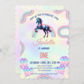 マジカルレインボーユニコーンハッピーバースデーパーティー 招待状 (正面/裏面)