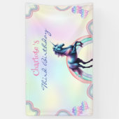 マジカルレインボーユニコーンハッピーバースデーパーティー 横断幕 (縦)