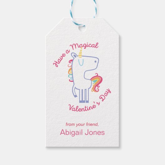 マジカルレインボーユニコーンバレンタインデー ギフトタグ (正面)