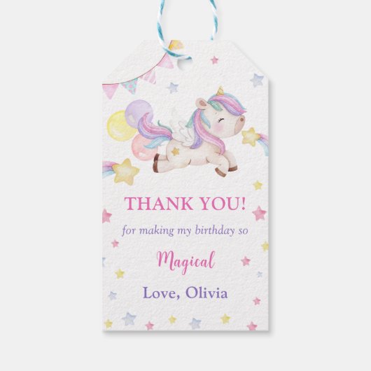 マジカルレインボーユニコーンバースデーパーティー ギフトタグ (裏面)