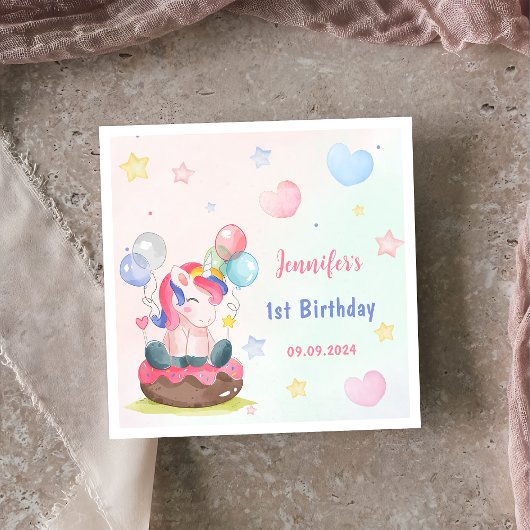 マジカルレインボーユニコーンバースデーパーティー スタンダードカクテルナプキン