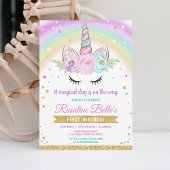 マジカルレインボーユニコーンパーティー誕生日 招待状