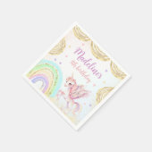 マジカルレインボーユニコーンピンク金ゴールド誕生日パーティー スタンダードカクテルナプキン (角)