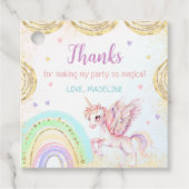 マジカルレインボーユニコーンピンク金ゴールド誕生日パーティー フェイバータグ (正面)
