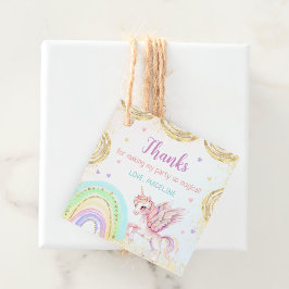 マジカルレインボーユニコーンピンク金ゴールド誕生日パーティー フェイバータグ