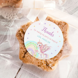 マジカルレインボーユニコーンピンク金ゴールド誕生日パーティー ラウンドシール