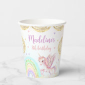 マジカルレインボーユニコーンピンク金ゴールド誕生日パーティー 紙コップ (正面)