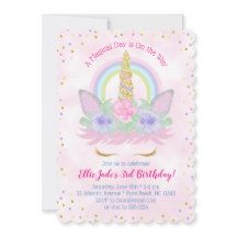 マジカルレインボーユニコーン水彩ピンク誕生日