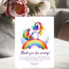 マジカルレインボーユニコーン誕生日サンキューカード ポストカード