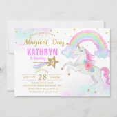 マジカルレインボーユニコーン誕生日招待状 招待状 (正面)