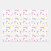 マジカルレインボーユニコーン誕生日 パーソナライズされた ラッピングペーパーシート (正面3)