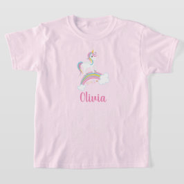 マジカルレインボーユニコーン誕生日 パーソナライズされた Tシャツ