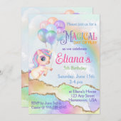 マジカルレインボーユニコーン誕生日 招待状 (正面/裏面)