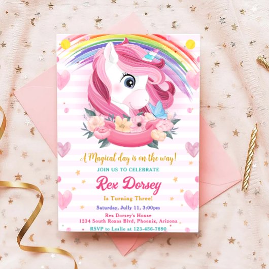 マジカルレインボーユニコーン誕生日 招待状