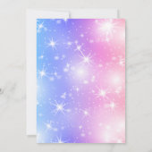 マジカルレインボーユニコーン金ゴールドグリッターガール誕生日 招待状 (裏面)