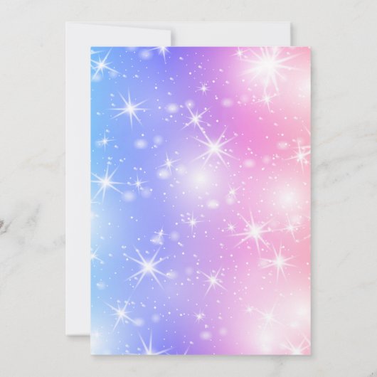 マジカルレインボーユニコーン金ゴールドグリッターガール誕生日 招待状 (裏面)