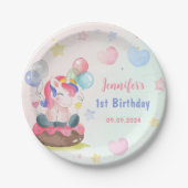 マジカルレインボーユニコーン1st誕生日パーティー ペーパープレート (正面)
