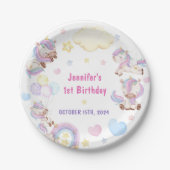 マジカルレインボーユニコーン1st誕生日パーティー ペーパープレート (正面)
