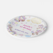 マジカルレインボーユニコーン1st誕生日パーティー ペーパープレート (アングル)