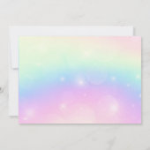 マジカルレインボー金ゴールドユニコーンガールフォト誕生日 招待状 (裏面)