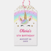 マジカルレインボー金ゴールドユニコーン誕生日サンキュー ギフトタグ (裏面)