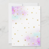 マジカルレインボー金ゴールドユニコーン誕生日招待状 招待状 (裏面)