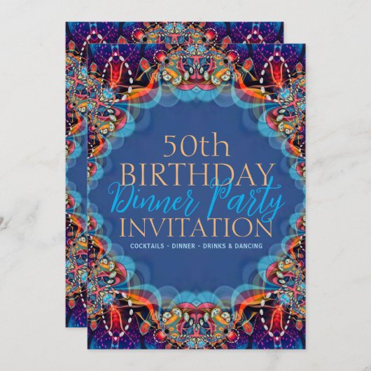 マジカルロイヤル50th誕生日ディナーパーティー 招待状 (正面/裏面)